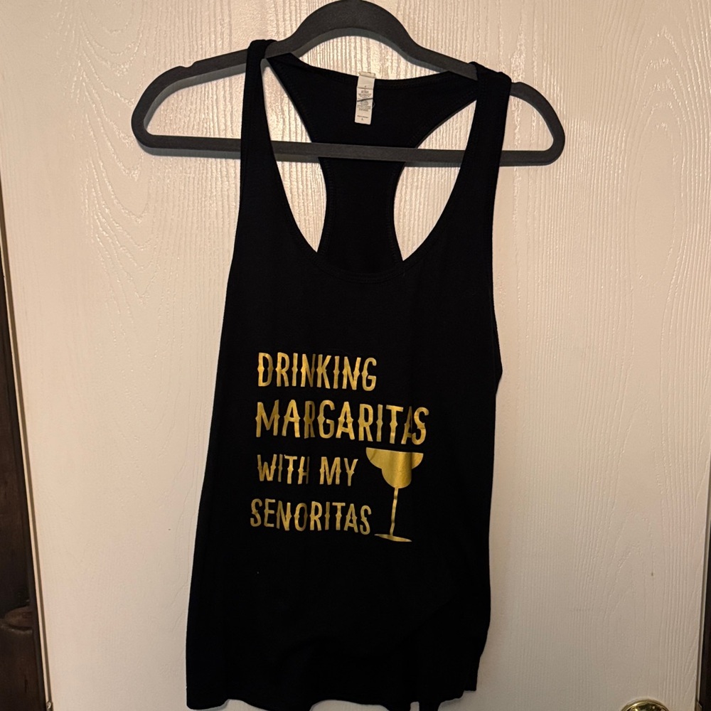 Black Tank Top with Gold Text